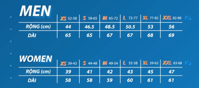 Bảng Size Chart chuyên dụng