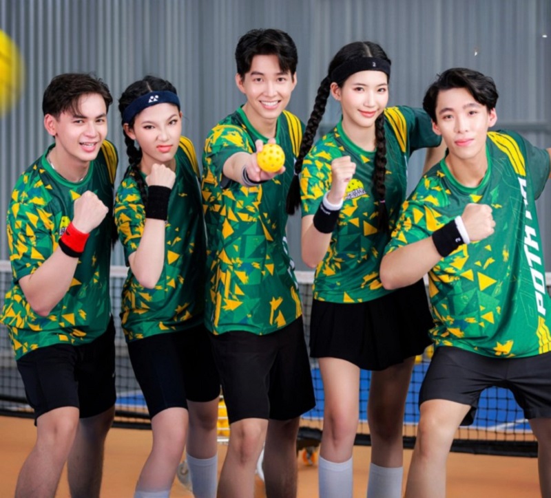Áo đấu Pickleball xanh lá họa tiết hình học cá tính, đậm chất thi đấu
