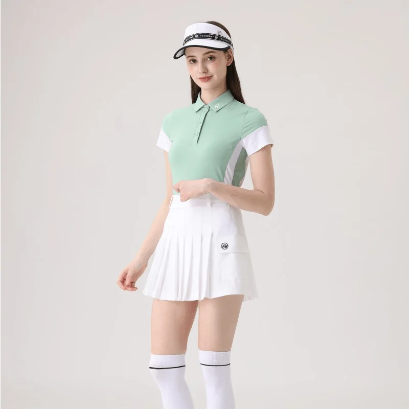Áo golf nữ ngắn tay cổ bẻ truyền thống phối nơ